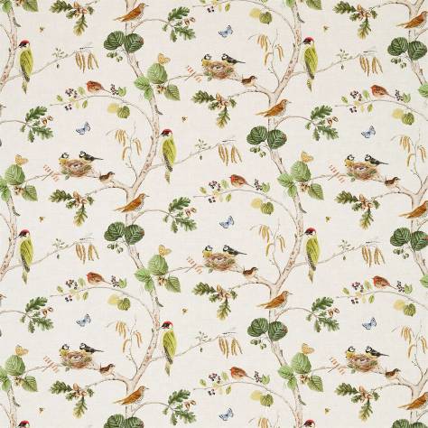Sanderson Woodland Walk Prints & Embroideries Fabrics Woodland Chorus Fabric - Linen/Multi - DWOW225511