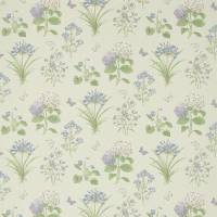 Harebells and Violets Fabric - Sorrel/Sky Blue