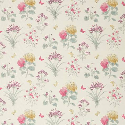 Sanderson Woodland Walk Prints & Embroideries Fabrics Harebells and Violets Fabric - Peony/Bayleaf - DWOW225519