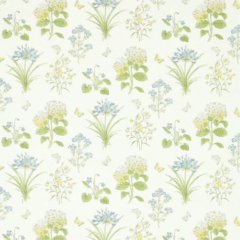Sanderson Woodland Walk Prints & Embroideries Fabrics Harebells and Violets Fabric - Lemon/Teal - DWOW225520 - Image 1
