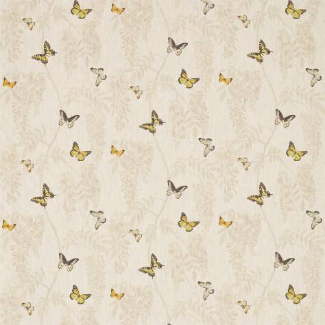 Sanderson Woodland Walk Prints & Embroideries Fabrics Wisteria and Butterfly Fabric - Linen/Citrus - DWOW225528