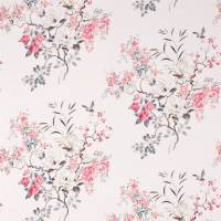 Magnolia and Blossom Fabric - Coral/Silver