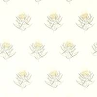 Protea Flower Fabric - Daffodil/Natural