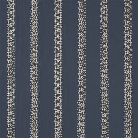 Sanderson Palm Grove Fabrics Burnett Stripe Fabric - Indigo - DPGR236324