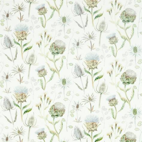Sanderson Embleton Bay Prints & Embroideries Fabrics Thistle Garden Fabric - Mist/Pebble - DEBB226421