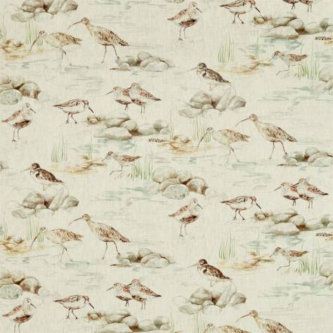 Sanderson Embleton Bay Prints & Embroideries Fabrics Estuary Birds Linen - Eggshell/Nest - DEBB226427