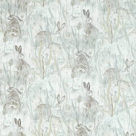 Sanderson Embleton Bay Prints & Embroideries Fabrics Dune Hares Fabric - Mist/Pebble - DEBB226436