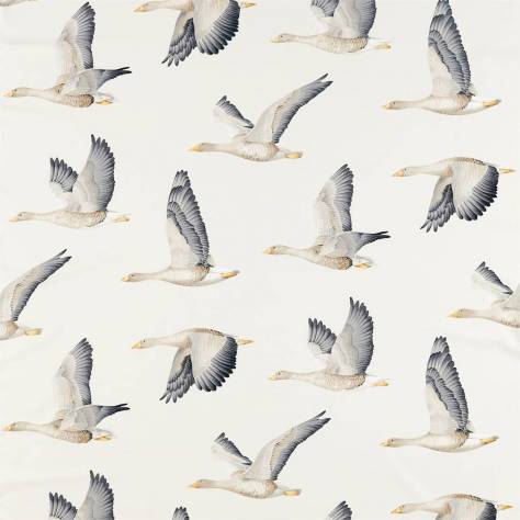 Sanderson Elysian Fabrics Elysian Geese Fabric - Silver/Chalk - DYSI226520 - Image 1