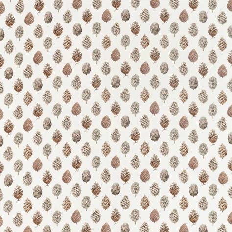 Sanderson Elysian Fabrics Pine Cones Fabric - Briarwood/Cream - DYSI226527
