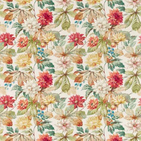 Sanderson Elysian Fabrics Dahlia and Rosehip Fabric - Briarwood/Russet - DYSI226531