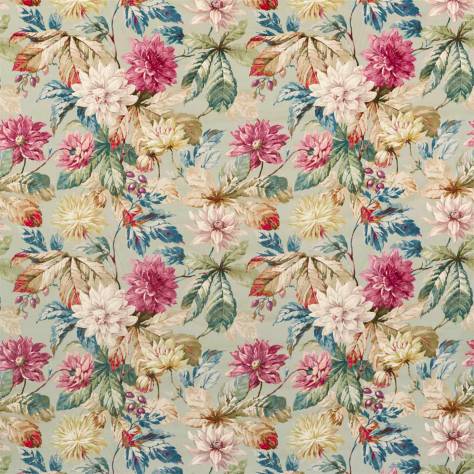 Sanderson Elysian Fabrics Dahlia and Rosehip Fabric - Mulberry/Grey - DYSI226532