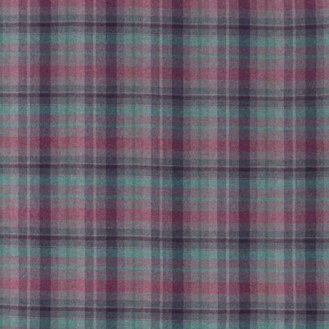 Sanderson Islay Wools Fabrics Samphrey Check Fabric - Fig/Teal - DISW236745 - Image 1