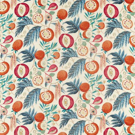 Sanderson Glasshouse Fabrics Jackfruit Fabric - Indigo / Rambutan - DGLA226561