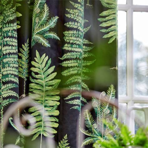 Sanderson Glasshouse Fabrics Fernery Fabric - Botanical Green / Charcoal - DGLA226577 - Image 3