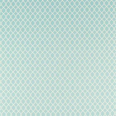 Sanderson Linnean Weaves Botanical Trellis Fabric - Blue Clay - DLNC236792 - Image 1