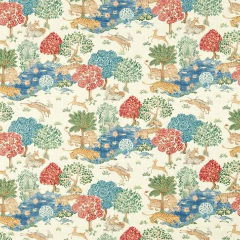 Sanderson Caspian Prints and Embroideries Pamir Garden Fabric - Cream / Indigo - DCEF226650 - Image 1