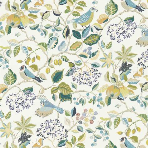Sanderson A Celebration of the National Trust Birds and Berries Fabric - Southwold Blue - DNTF226728 - Image 1