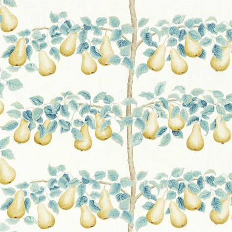 Sanderson A Celebration of the National Trust Perry Pears Fabric - Gold / Aqua - DNTF226734 - Image 1