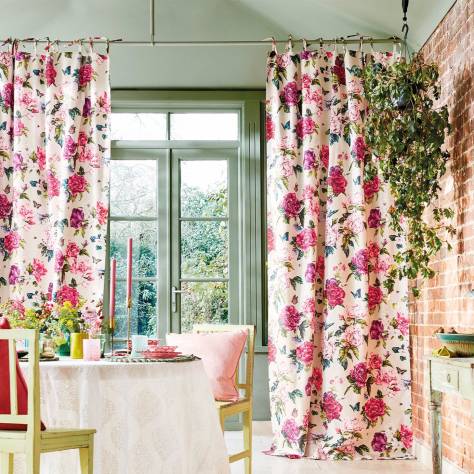 Sanderson A Celebration of the National Trust Poet's Rose Fabric - Scotch Grey - DNTF226737 - Image 2