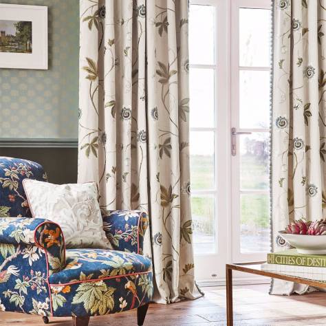 Sanderson A Celebration of the National Trust Poet's Rose Fabric - Scotch Grey - DNTF226737 - Image 3