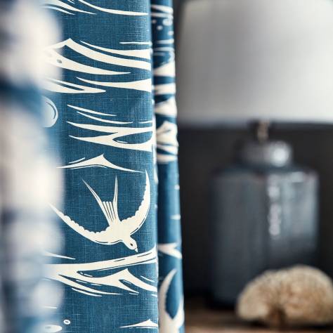 Sanderson A Celebration of the National Trust Swallows at Sea Fabric - Navy - DNTF226741 - Image 3