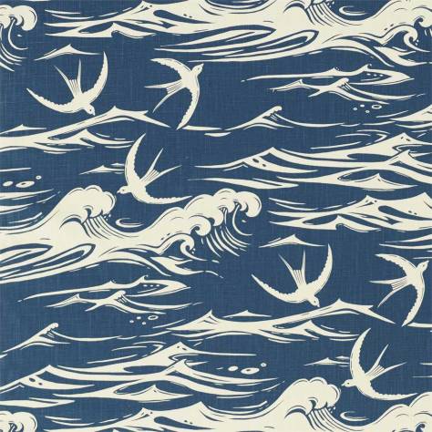 Sanderson A Celebration of the National Trust Swallows at Sea Fabric - Navy - DNTF226741 - Image 1