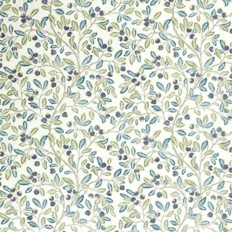 Sanderson A Celebration of the National Trust Wild Berries Fabric - Blueberry / Sage - DNTF226745 - Image 1