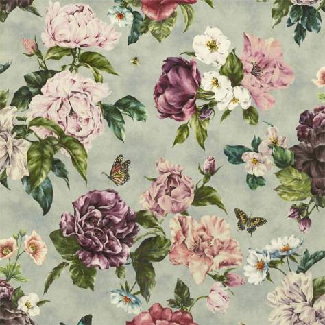 Sanderson A Celebration of the National Trust Summer Peony Fabric - Vineyard / Rose - DNTF226747 - Image 1
