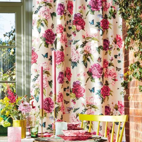 Sanderson A Celebration of the National Trust Summer Peony Fabric - Newby Green - DNTF226749