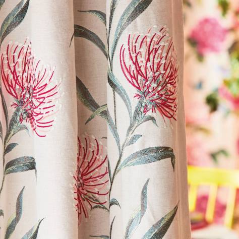 Sanderson A Celebration of the National Trust Catherinae Embroidery Fabric - Fuchsia - DNTF237187 - Image 2