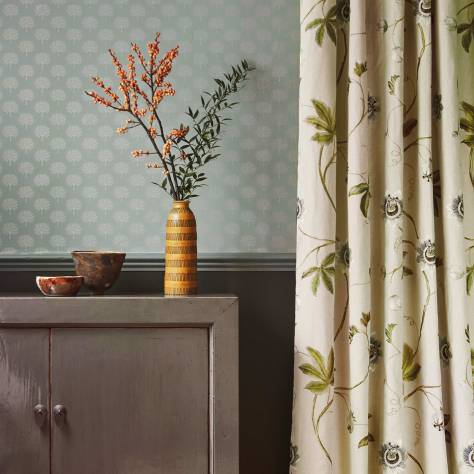 Sanderson A Celebration of the National Trust Orchard Tree Weave Fabric - Linen / Steel Blue - DNTF237203 - Image 4