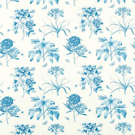 Sanderson One Sixty Fabrics Etchings & Roses Fabric - China/Blue - DOSF226869 - Image 1