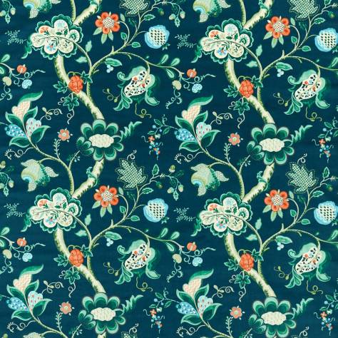 Sanderson One Sixty Fabrics Roslyn Fabric - Eucalyptus/Rowan Berry - DOSF226886