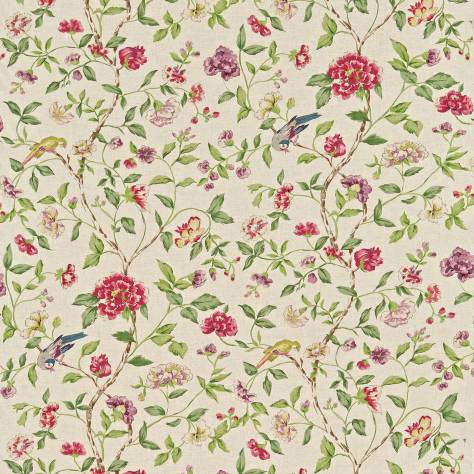 Sanderson Richmond Hill Prints Fabrics Sissinghurst Fabric - Moss/Strawberry - DRCH222078 - Image 1