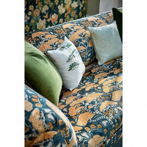 Sanderson Water Garden Fabrics Emperor Peony Fabric - Midnight/Apricot - DWAT226961 - Image 4
