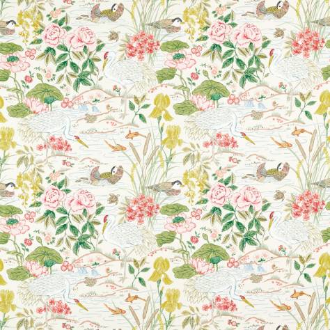 Sanderson Water Garden Fabrics Crane &amp; Frog Fabric - Lotus Pink/Gosling - DWAT226968