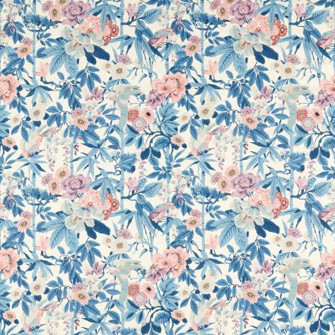 Sanderson Water Garden Fabrics Bamboo &amp; Bird Fabric - China Blue/Lotus Pink - DWAT226970 - Image 1