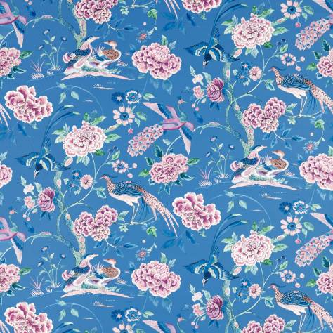 Sanderson Water Garden Fabrics Indienne Peacock Fabric - Blueberry - DWAT226972 - Image 1