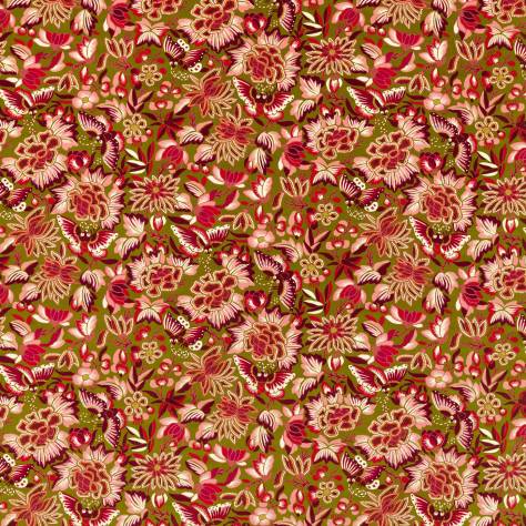 Sanderson Water Garden Fabrics Amara Butterfly Fabric - Olive/Lotus Pink - DWAT226975 - Image 1