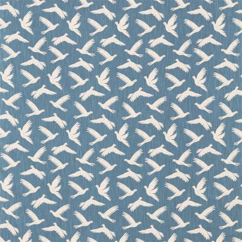 Sanderson Potting Room Fabrics Paper Doves Fabric - Denim - DHPO226352