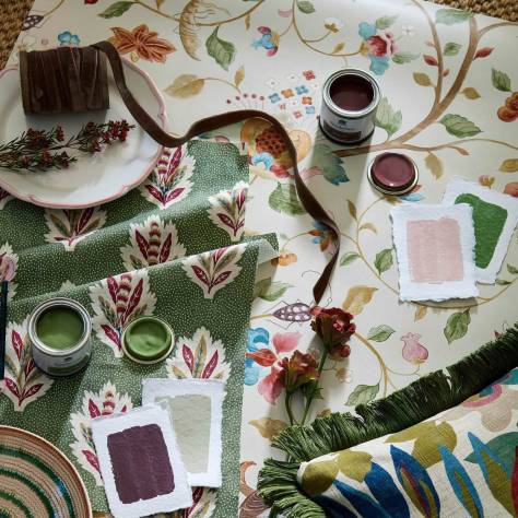 Sanderson Pinetum Prints Fabrics Sessile Leaf Fabric - Blue Clay - DARB227074 - Image 4