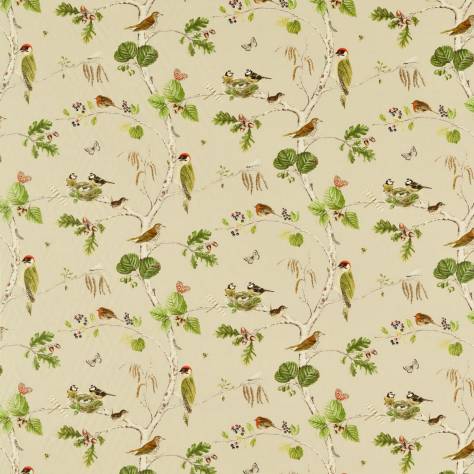 Sanderson Arboretum Fabrics Woodland Chorus Fabric - Birch/Multi - DARF227060