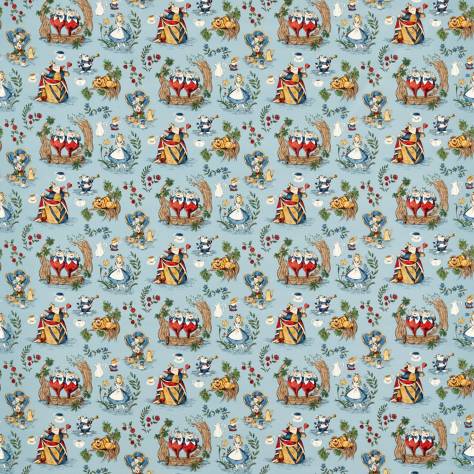 Sanderson Disney Home x Sanderson Fabrics Aline in Wonderland Fabric - Puddle Blue - DDIF227167 - Image 1