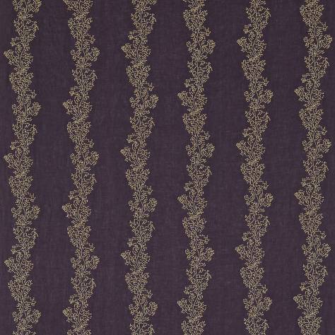 Sanderson Aegean Fabrics Sparkle Coral Embroidery Fabric - Gold/Purple - DAEG232975