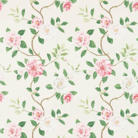 Sanderson Voyage of Discovery Fabrics Christabel Fabric - Coral/Ivory - DVOY223286 - Image 1