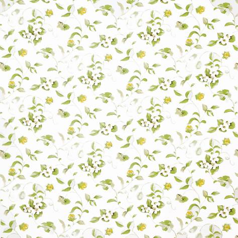 Sanderson A Painter's Garden Fabrics Orchard Blossom Fabric - Lemon/Green - DAPGOR202
