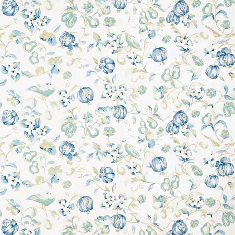 Sanderson A Painter's Garden Fabrics Pear and Pomegranate Fabric - China Blue - DAPGPE201 - Image 1