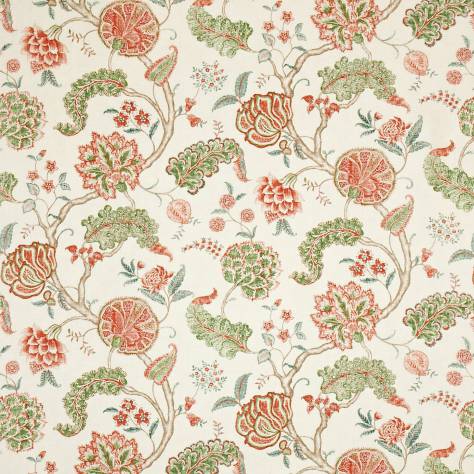 Sanderson Caverley Fabrics Palampore Fabric - Green/Red - DCAVPA201