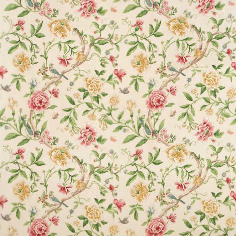 Sanderson Caverley Fabrics Porcelain Garden Fabric - Red/Beige - DCAVPO204 - Image 1