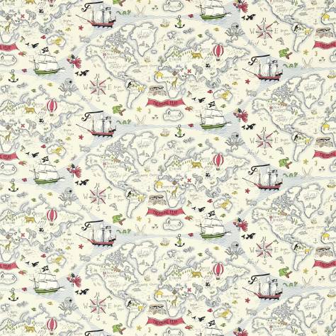 Sanderson Abracazoo Fabrics & Wallpapers Treasure Map Fabric - Vanilla - DLIT223913
